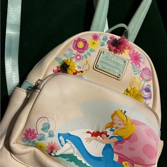 Loungefly Cream Alice in Wonderland Backpack - Picture 1 of 4
